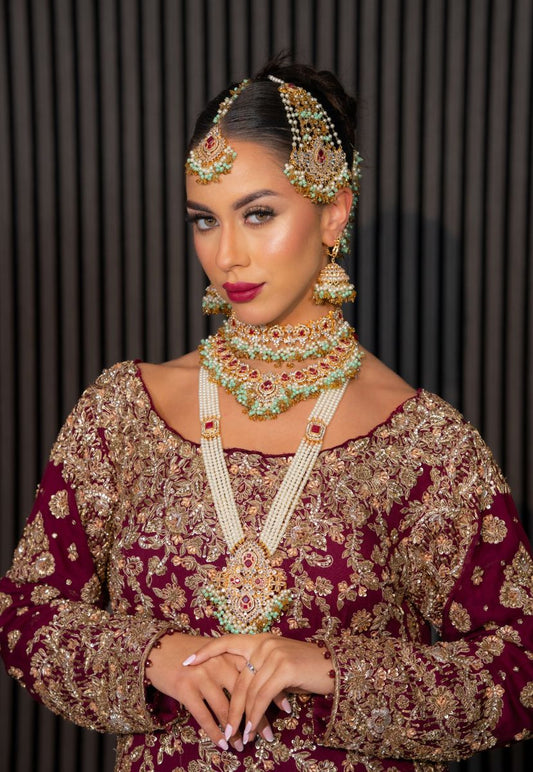 Green & white Bridal Jewellery Set