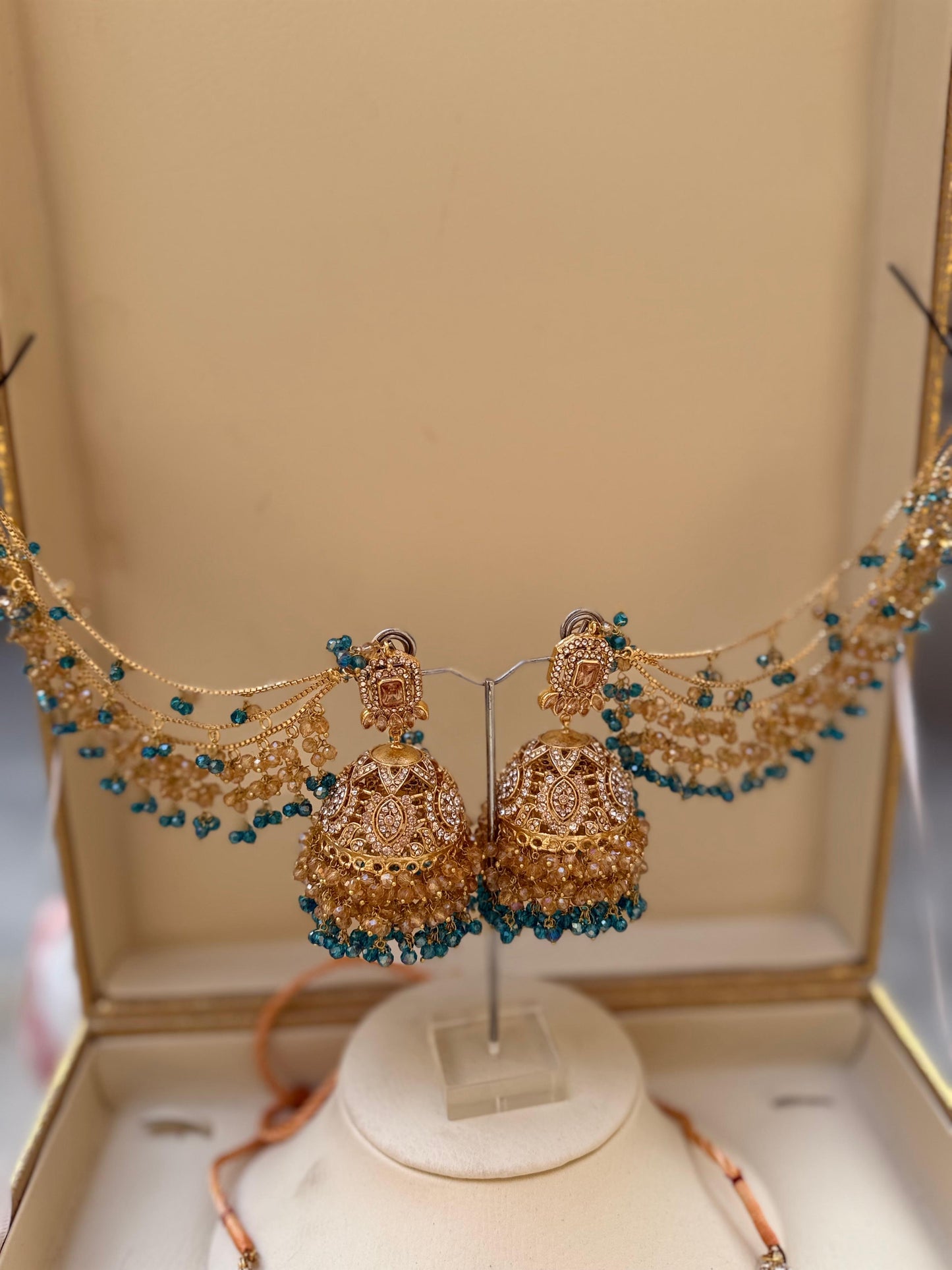 Green & champagne Bridal Jewellery Set