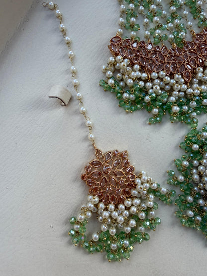 White & Green 24 Bridal Jewellery Set