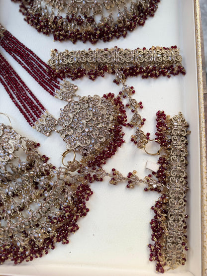 Maroon Bridal Jewellery Set