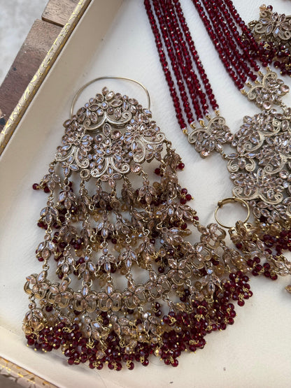 Maroon Bridal Jewellery Set