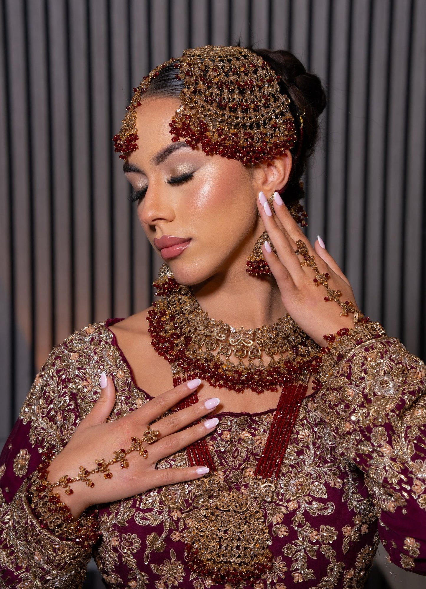 Maroon Bridal Jewellery Set