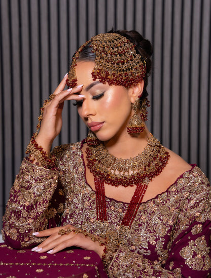 Maroon Bridal Jewellery Set