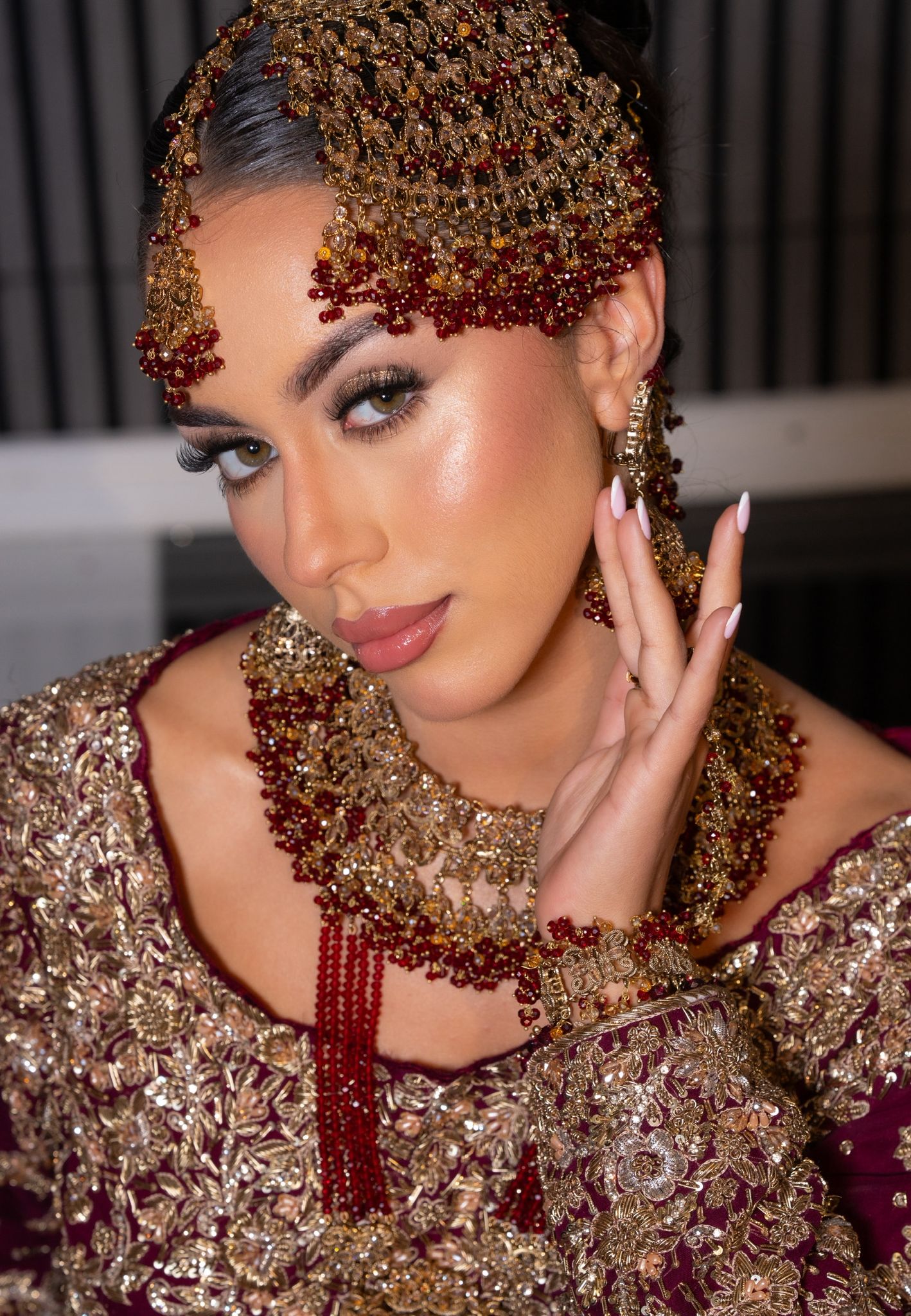 Maroon Bridal Jewellery Set