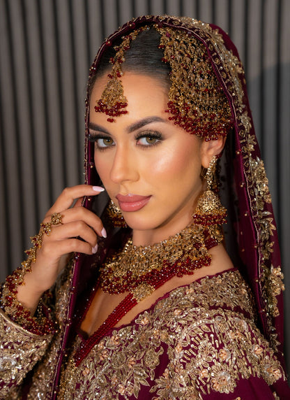 Maroon Bridal Jewellery Set