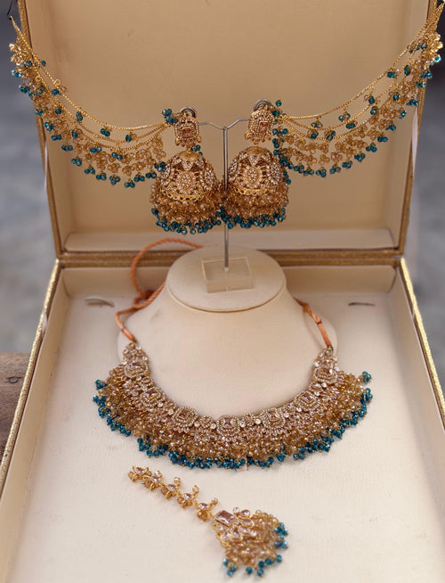 Green & champagne Bridal Jewellery Set