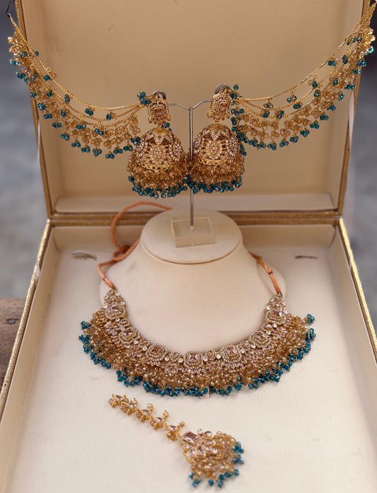 Green & champagne Bridal Jewellery Set