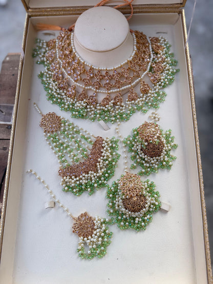 White & Green 24 Bridal Jewellery Set